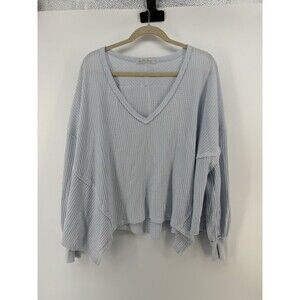 We The Free Woman Small Coraline Thermal Oversize V Neck Sweater Top dolman READ